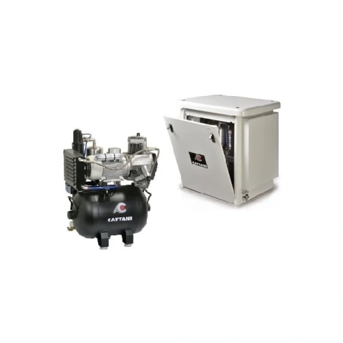 Cattani AC300 45-238 - безмасляный компрессор для 3-х стоматологических установок, c осушителем, с кожухом, с ресивером 45 л, 238 л/мин | Cattani (Италия)