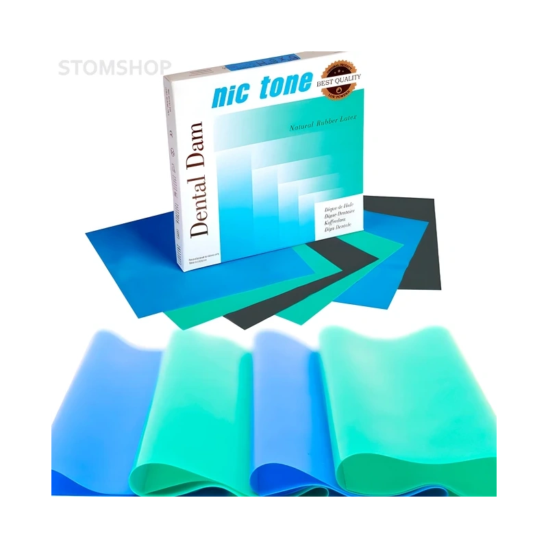 Nic Tone Dental Dam Blue - латексный коффердам с нейтральным запахом, цвет синий, размер 152x152 мм, 36 шт. | MDC Dental (Мексика)