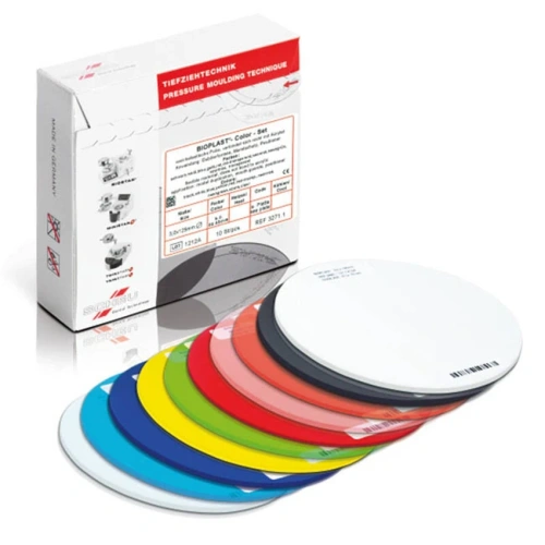 BIOPLAST Color – термоформовочные пластины, цветные, диаметр 125 мм, толщина 3 мм, SD, 10 шт | Scheu-Dental (Германия)