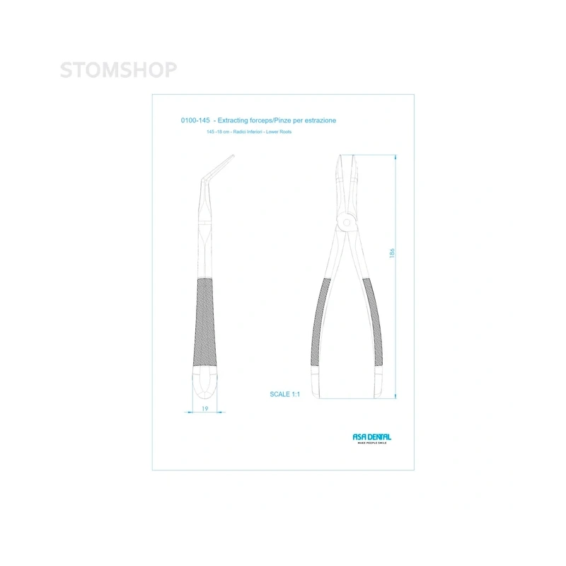 Щипцы N145 для удаления корней нижней челюсти | Asa Dental (Италия)