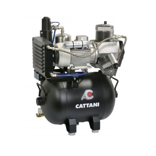 Cattani AC300 45-238 - безмасляный компрессор для 3-х стоматологических установок, c осушителем, без кожуха, с ресивером 45 л, 238 л/мин | Cattani (Италия)