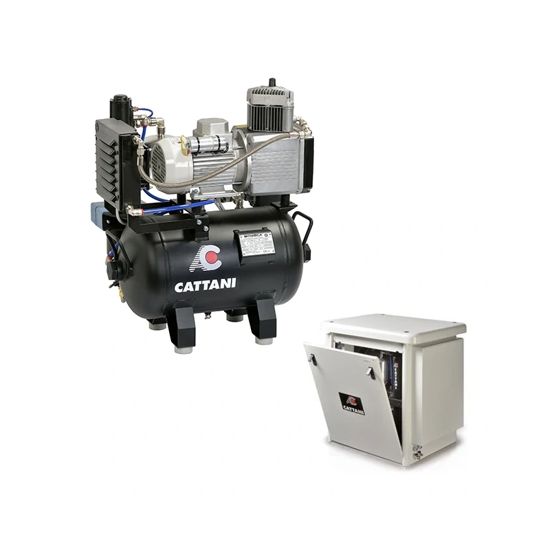 Cattani AC100ND 30-67 - безмасляный компрессор для одной стоматологической установки, без осушителя, с кожухом, с ресивером 30 л, 67,5 л/мин | Cattani (Италия)