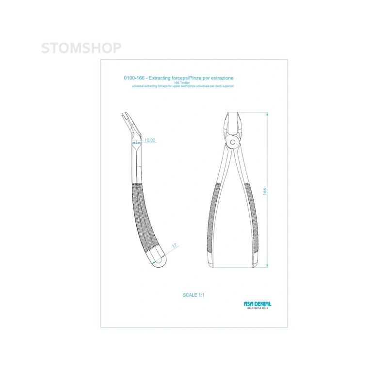 Щипцы N166 для удаления корней верхней челюсти | Asa Dental (Италия)