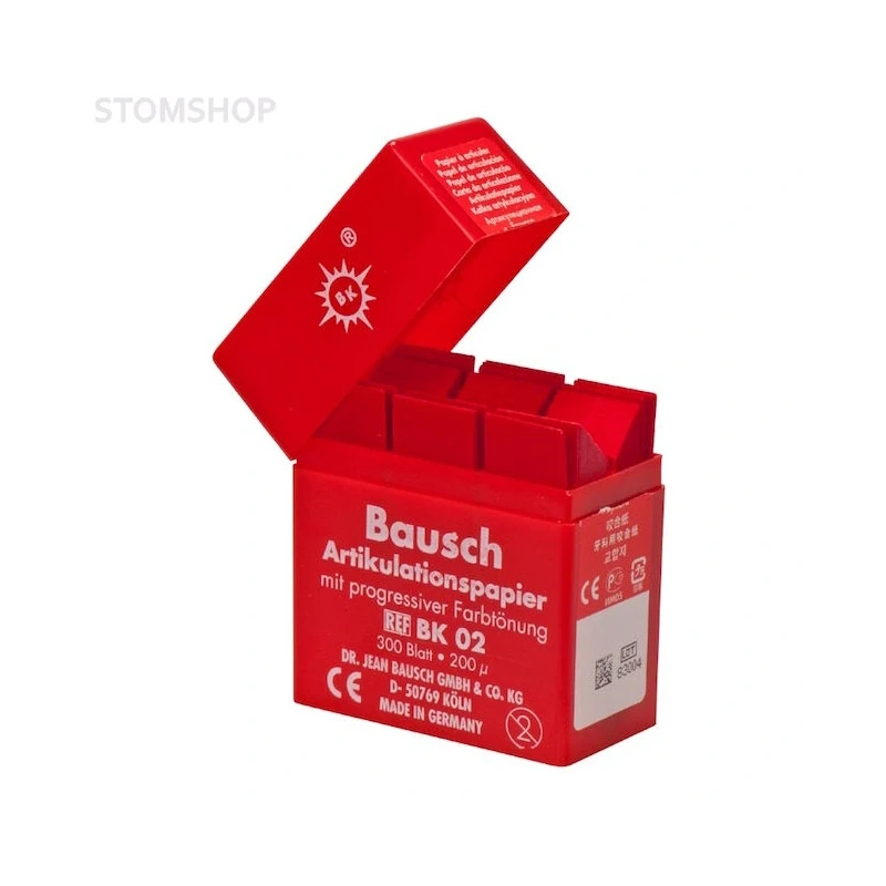 Bausch BK 02 - артикуляционная бумага I-формы красная, толщина 200 мкм, 300 листов | Bausch (Германия)