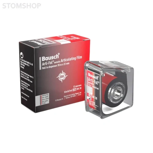 Bausch BK 28 Arti-Fol - фольга окклюзионная двусторонняя черная/красная, толщина 12 мкм, рулон 22 мм x 20 м | Bausch (Германия)