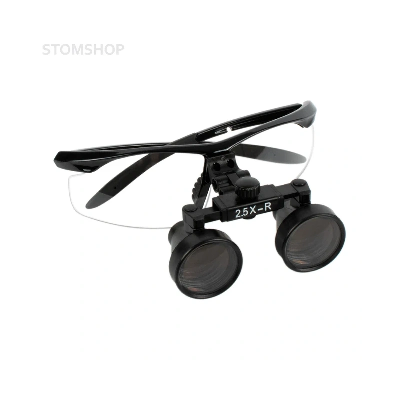 CM2.5X + BP frame - бинокулярные лупы системы Flip-up на спортивной оправе черного цвета, увеличение 2.5х | Ymarda (Китай)