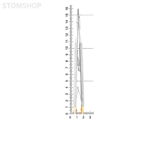 Иглодержатель хирургический прямой Castroviejo-Gomel TC, длина 160 мм | HLW Dental Instruments (Германия)