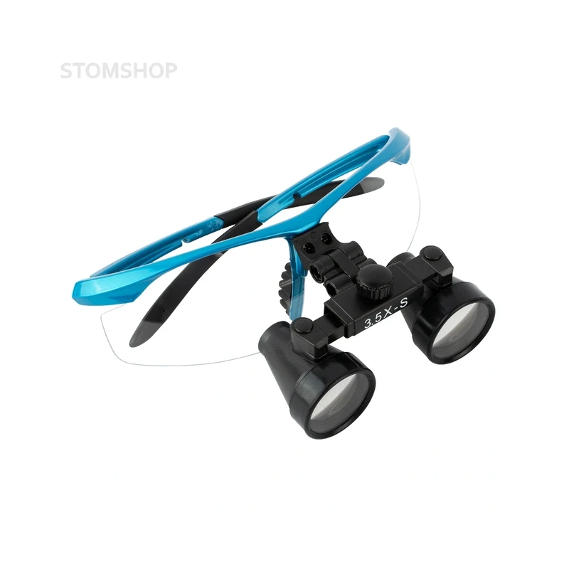 CM3.5X + BP frame - бинокулярные лупы системы Flip-up, увеличение 3.5x, усиленная спортивная оправа черного цвета | Ymarda (Китай)