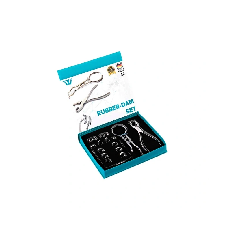 TW Rubber-Dam Set - набор для коффердама, с щипцами, клампами, рамкой и трафаретом в комплекте | Truewin (Пакистан)