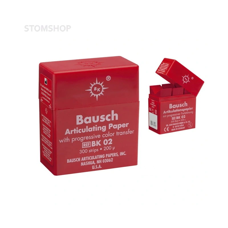 Bausch BK 02 - артикуляционная бумага I-формы красная, толщина 200 мкм, 300 листов | Bausch (Германия)