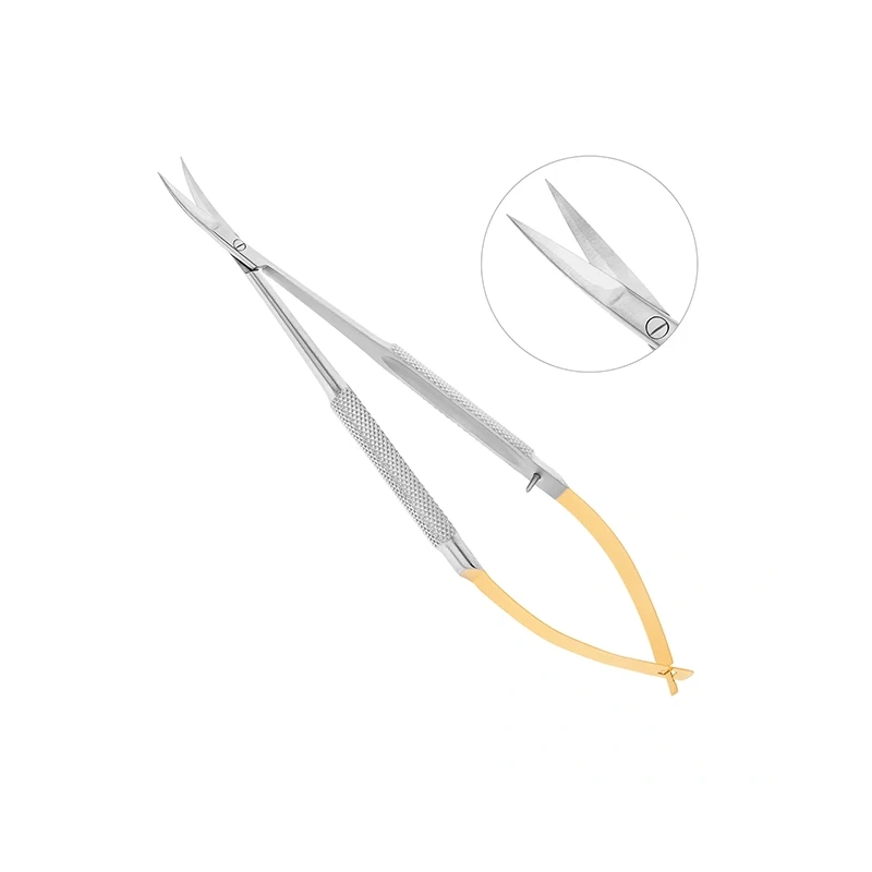 Ножницы хирургические изогнутые Castroviejo-Gomel TC, 140 мм | HLW Dental Instruments (Германия)