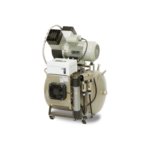 EKOM DK50 2V/50/M - безмасляный компрессор для 2-x стоматологических установок без кожуха, с осушителем, с ресивером 50 л | EKOM (Словакия)