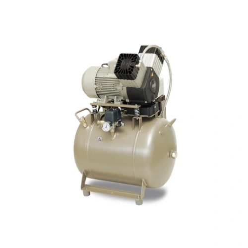 EKOM DK50 2V/50/M - безмасляный компрессор для 2-x стоматологических установок без кожуха, с осушителем, с ресивером 50 л | EKOM (Словакия)