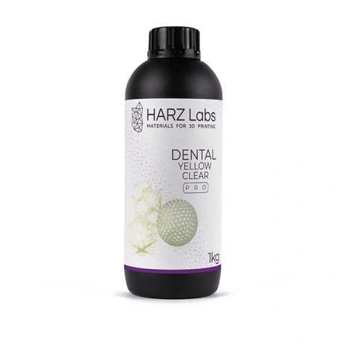 HARZ Labs Dental Yellow Clear Pro - фотополимерная смола для печати автоклавируемых хирургических шаблонов, цвет прозрачный желтый, 1 кг | HARZ Labs (Россия)