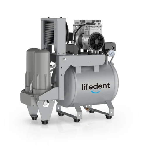 Lifedent SP075 - безмасляный компрессор для 1-2 установок, с осушителем, без кожуха, с ресивером 32 л, 80 л/мин | Lifedent (Китай)