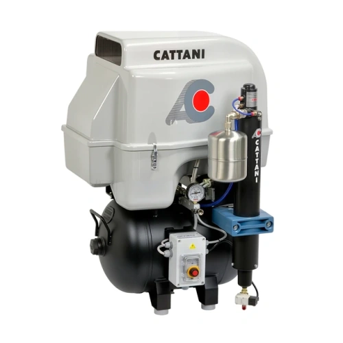 Cattani AC200Q 30-160 - безмасляный компрессор для двух стоматологических установок, в пластиковом кожухе, с осушителем, с ресивером 30 л, 160 л/мин | Cattani (Италия)